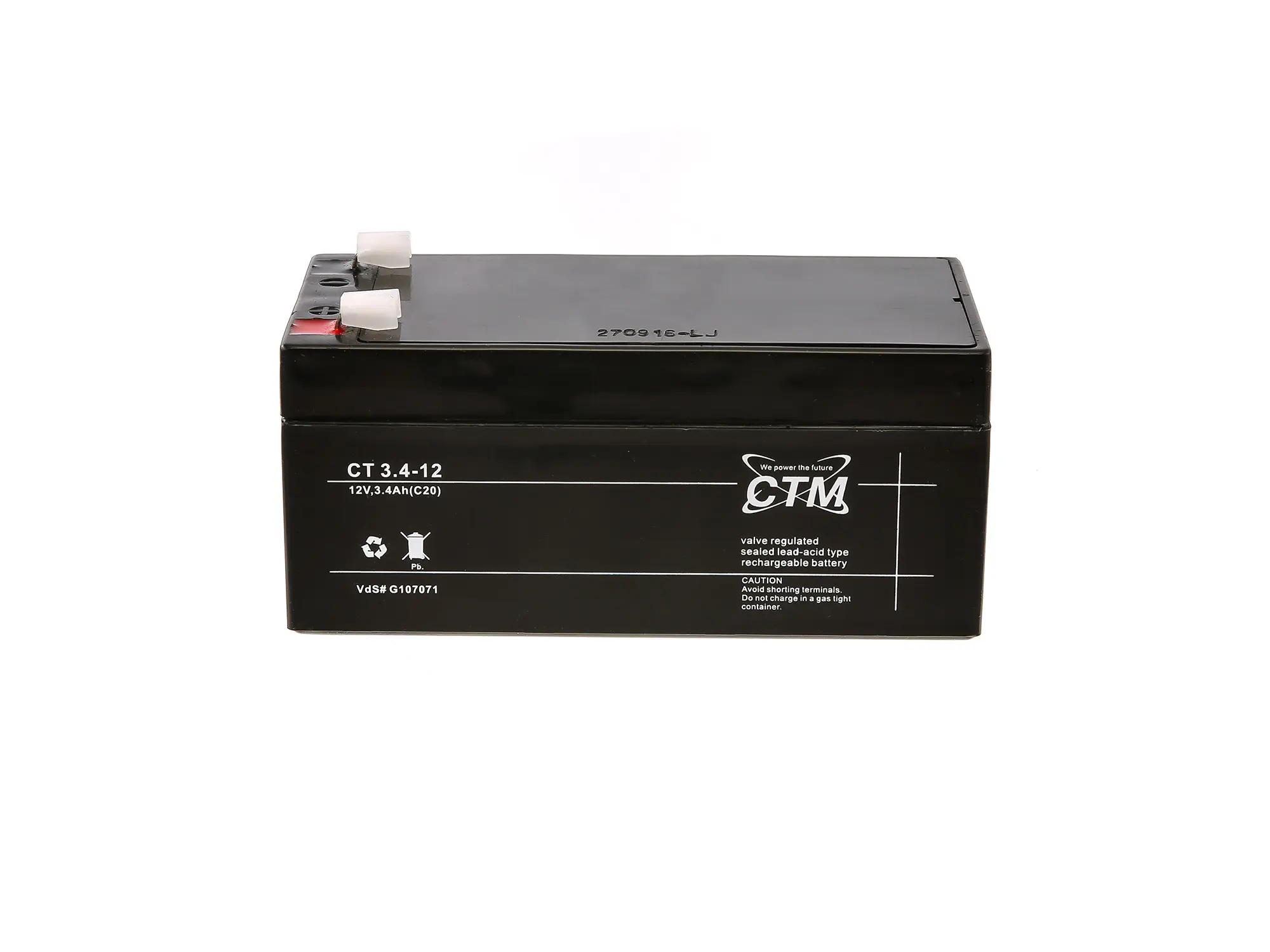 Batterie 12V 3,4Ah CTM (Vlies - wartungsfrei) für Umbausatz - für Simson AWO 425, MZ RT, Art.-Nr.: GP10068567 - Bild 1