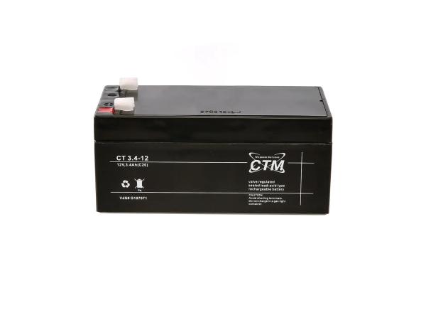 Batterie 12V 3,4Ah CTM (Vlies - wartungsfrei) für Umbausatz - für Simson AWO 425, MZ RT,  GP10068567 - Bild 1