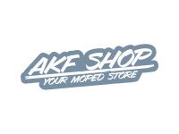 Aufkleber - "AKF Shop - your moped store" Grau/Weiß, konturgeschnitten