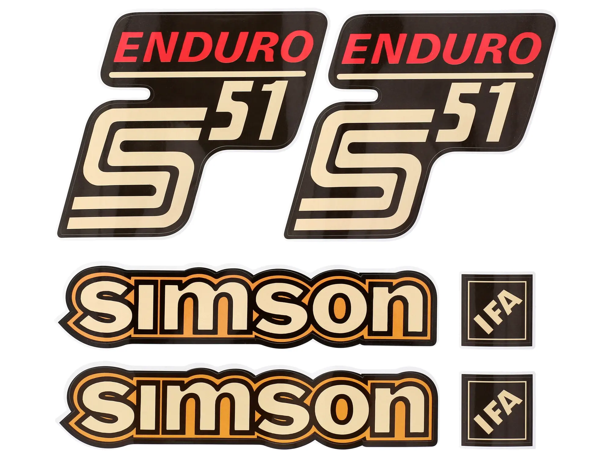 Dekorsatz "ENDURO" 6-teilig, Gelb/Rot - für Simson S51, Item no: 10078263 - Image 1