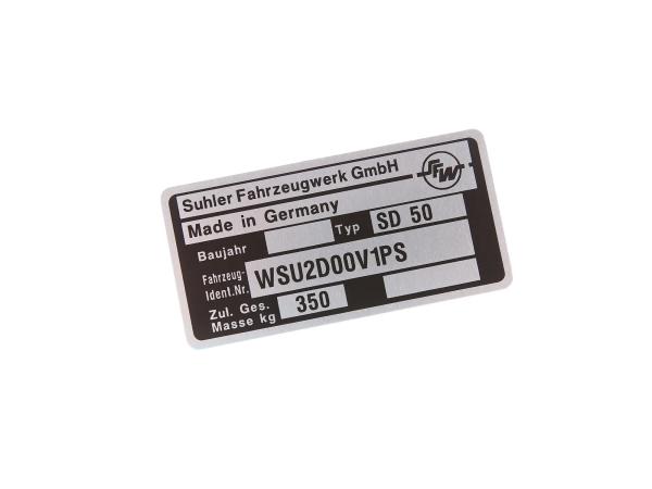 Typenschild SD50 Aluminiumplakette,  10003001 - Bild 1