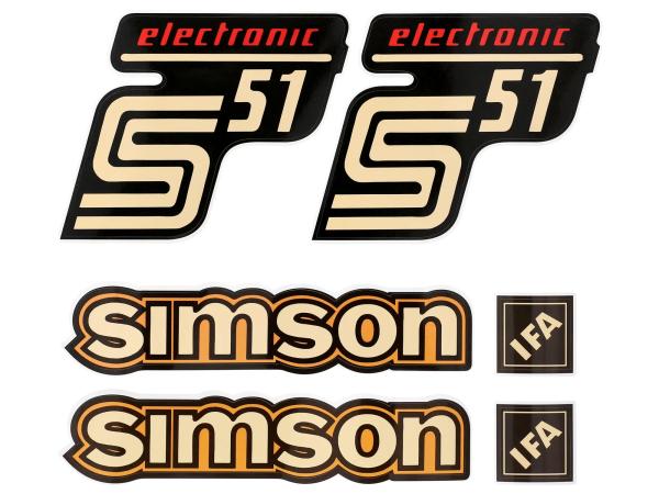 Dekorsatz "electronic" 6-teilig, Gelb - für Simson S51,  10078258 - Image 1