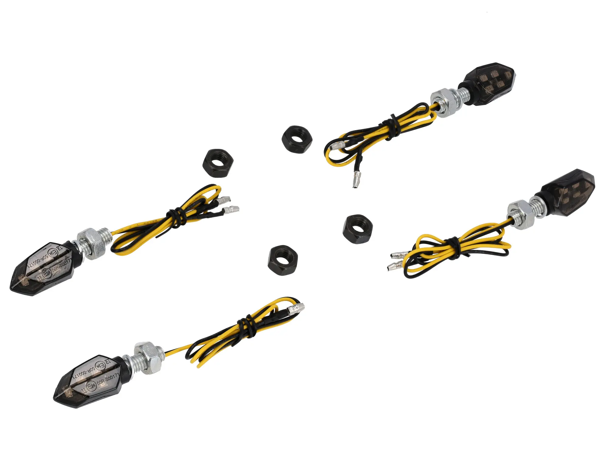 Set: 4x Mini-Blinker 12V LED inkl. Blinkerträger schwarz - für Simson S50,  S51, S70 von AKF
