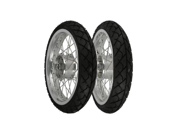 Set: 2 tuning complete wheels 2,5x16" alloy rim + stainless steel spokes + tires Heidenau K63,  GP10000617 - Image 1