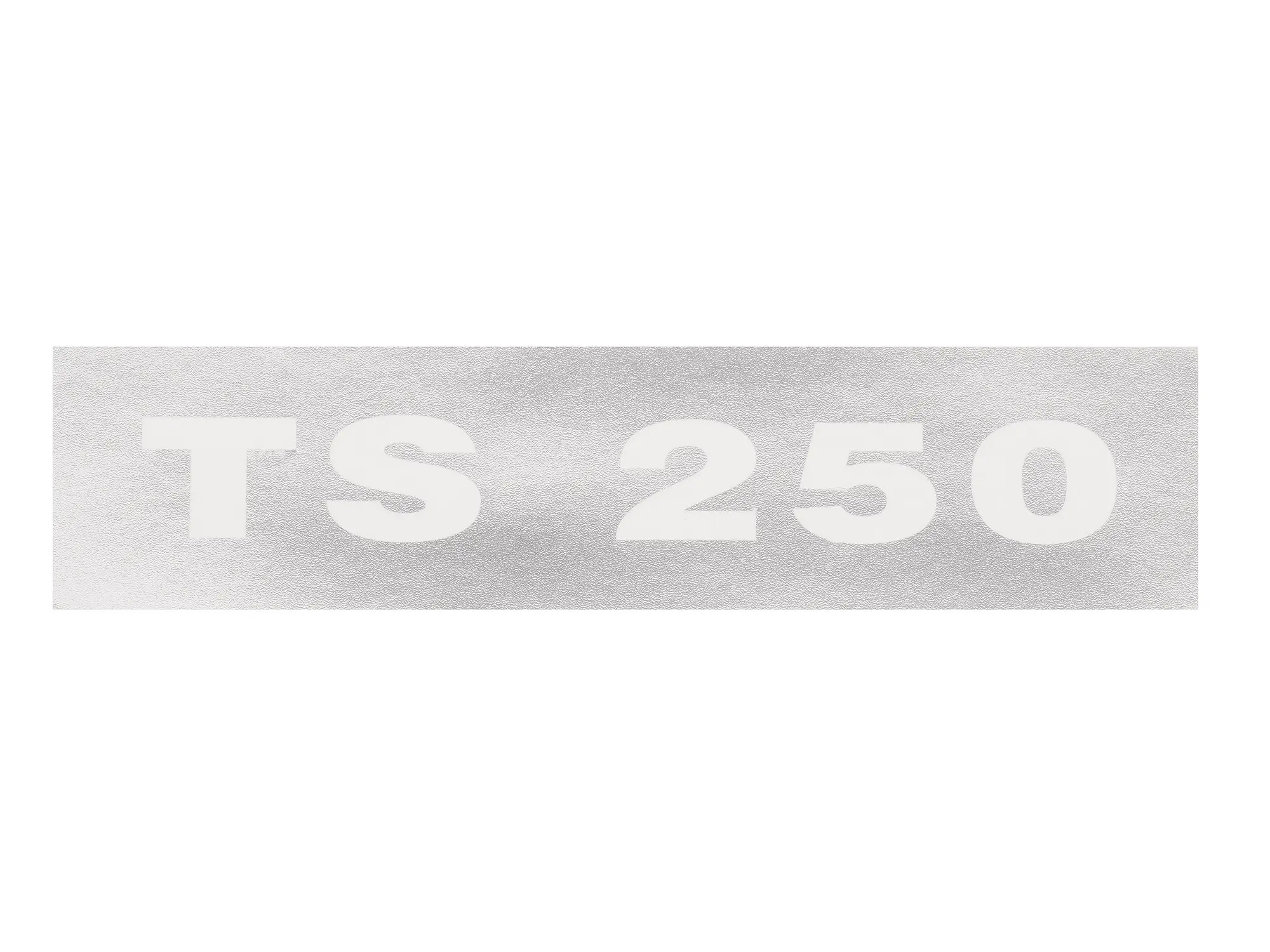 Schriftzug (Folie) "TS 250" chrom negativ für Seitendeckel - für MZ TS250, Art.-Nr.: 10067971 - Bild 1