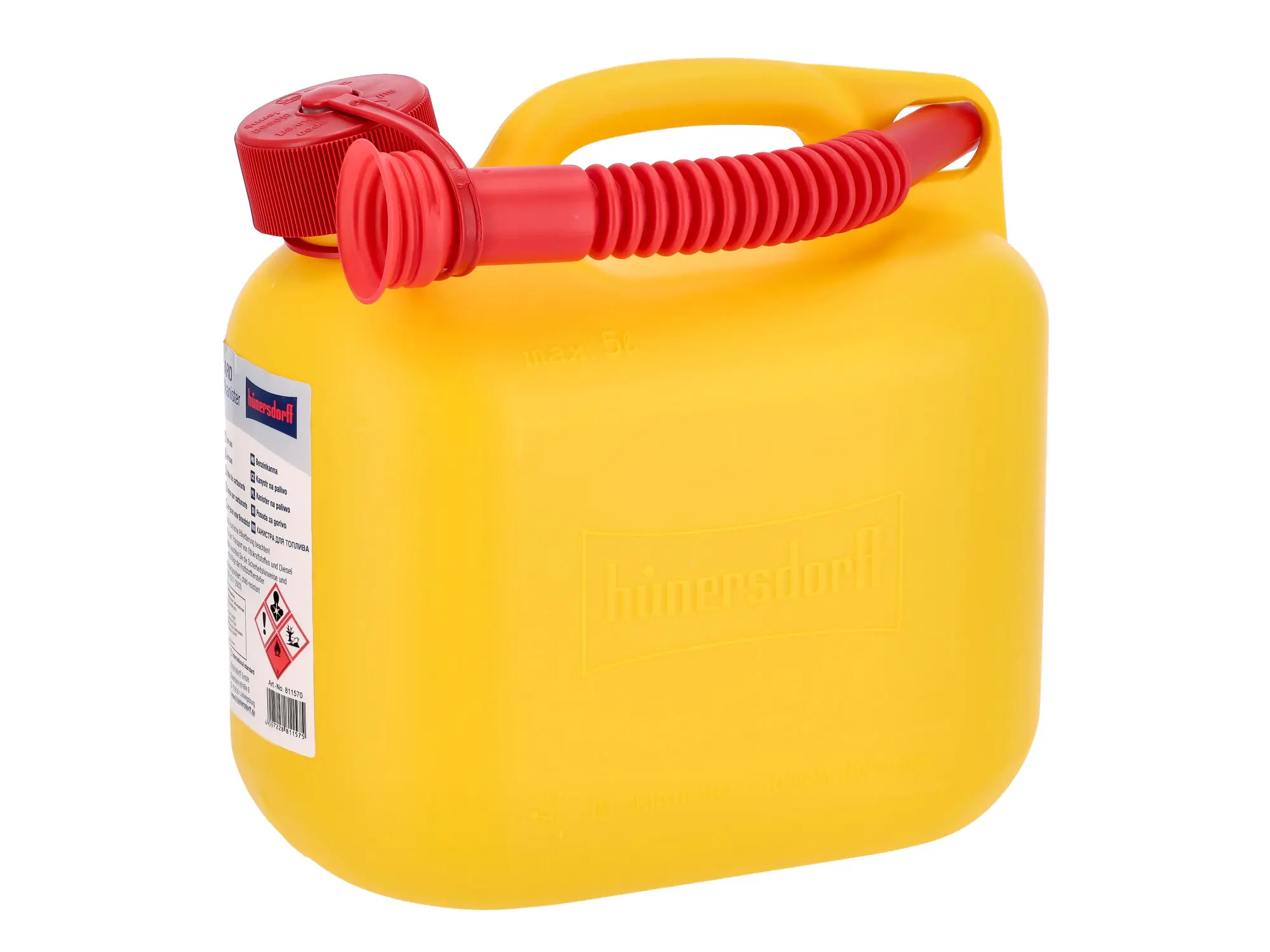 Kraftstoff-Kanister STANDARD 5 L, gelb, HD-PE, UN-Zulassung von