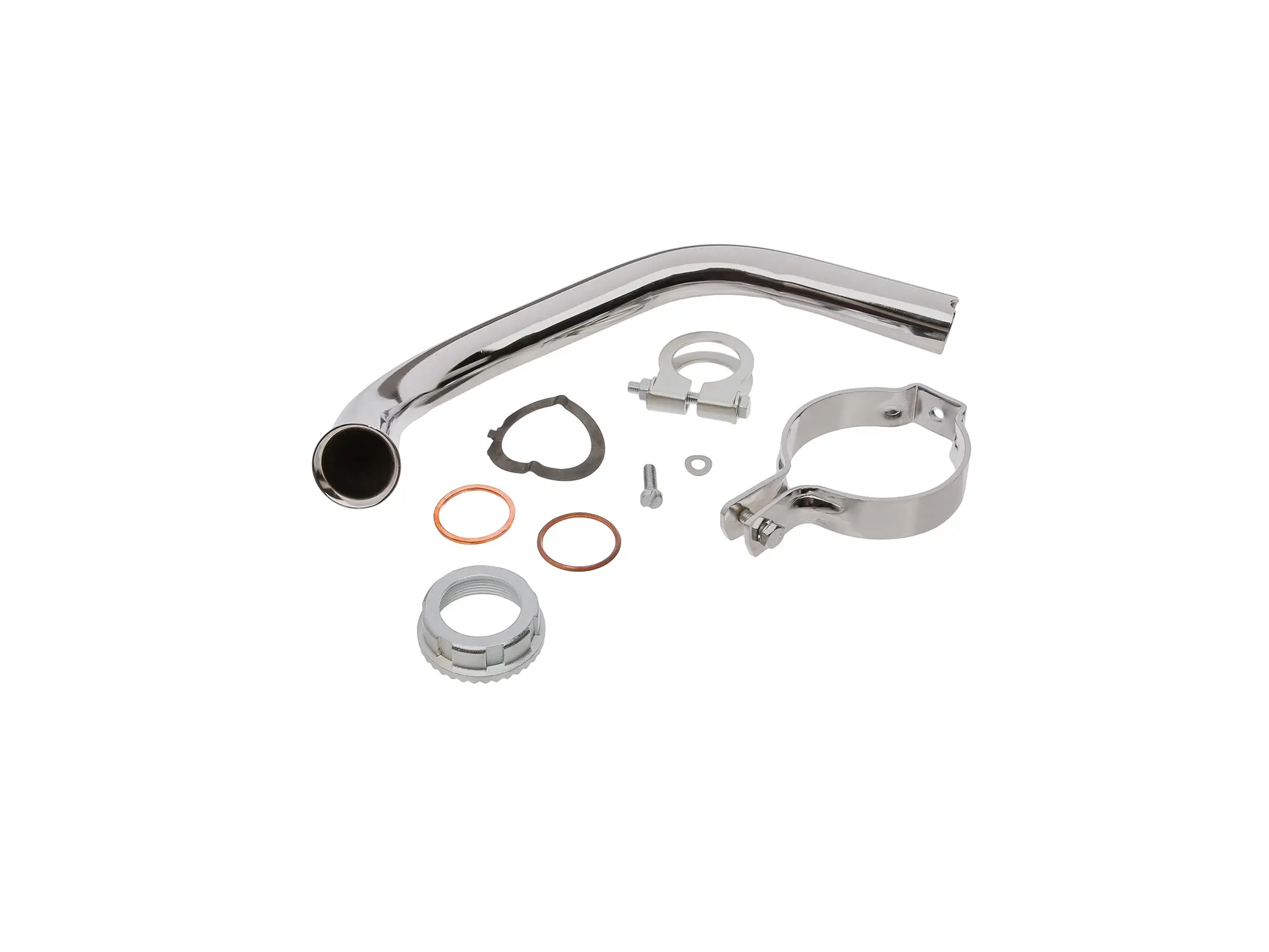 Set: Manifold complete with mounting clamp for exhaust - Simson KR51/2 Schwalbe, Item no: 10061326 - Image 1