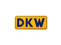 Schriftzug (Folie) DKW klein - Hintergrund gelb und mit blauer Schrift DKW, Art.-Nr.: 10057021 - Bild 1