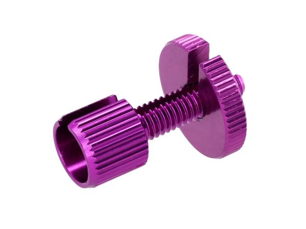 Einstellschraube Violett eloxiert, für Bowdenzug, M6 x 22, geschlitzt - Simson S51, S50, SR50, Schwalbe KR51, SR4,  10077971 - Image 1