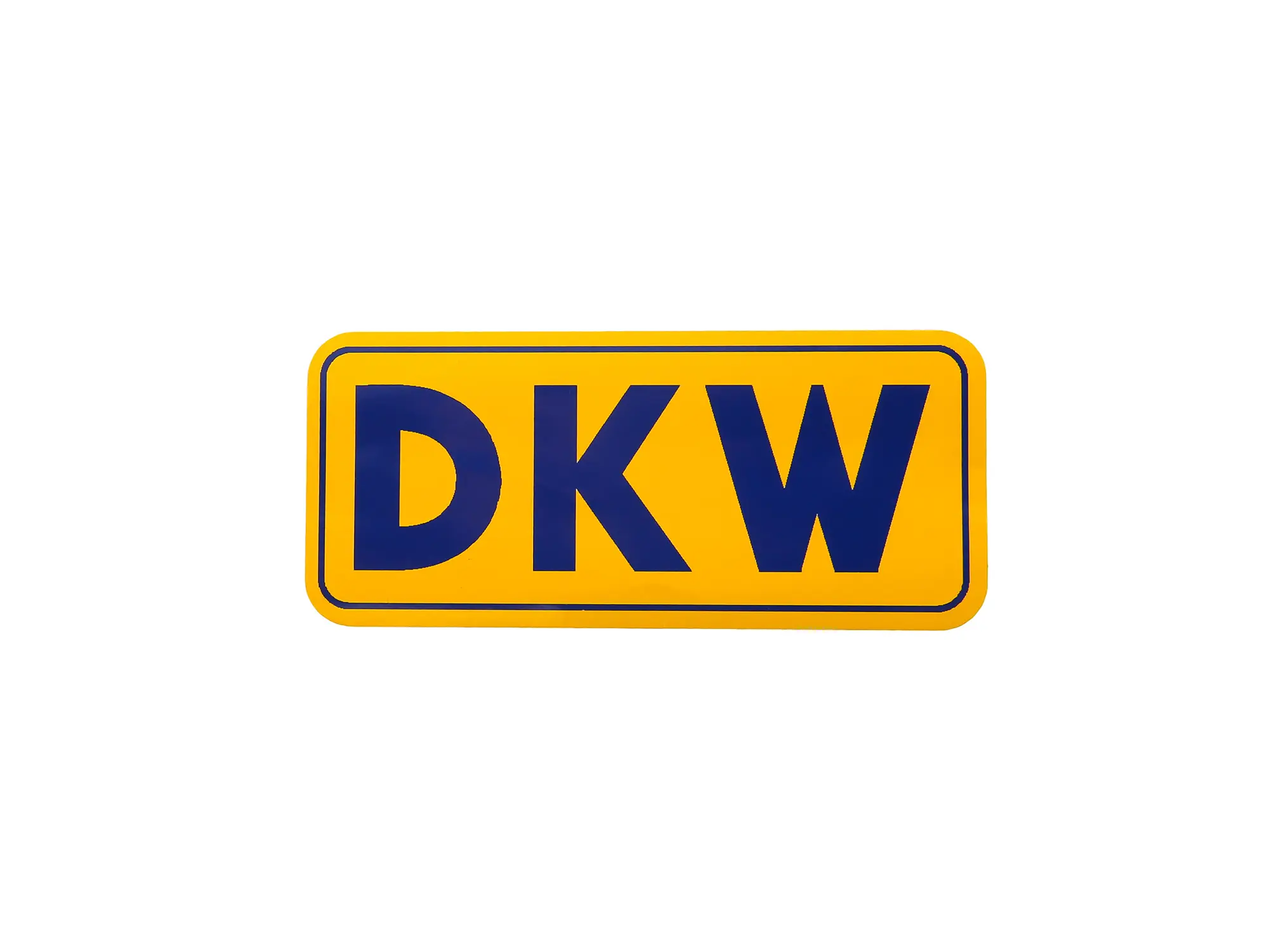 Schriftzug (Folie) DKW klein - Hintergrund gelb und mit blauer Schrift DKW, Art.-Nr.: 10057021 - Bild 1