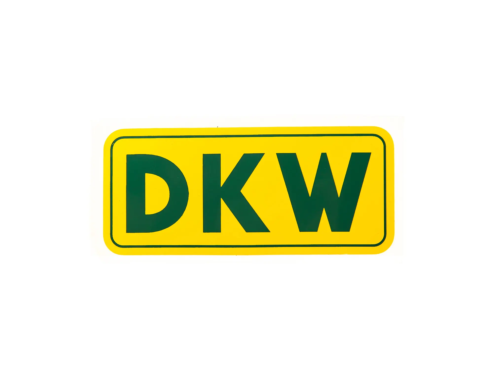 Schriftzug (Folie) DKW klein - Hintergrund gelb und mit grüner Schrift DKW, Art.-Nr.: 10057022 - Bild 1