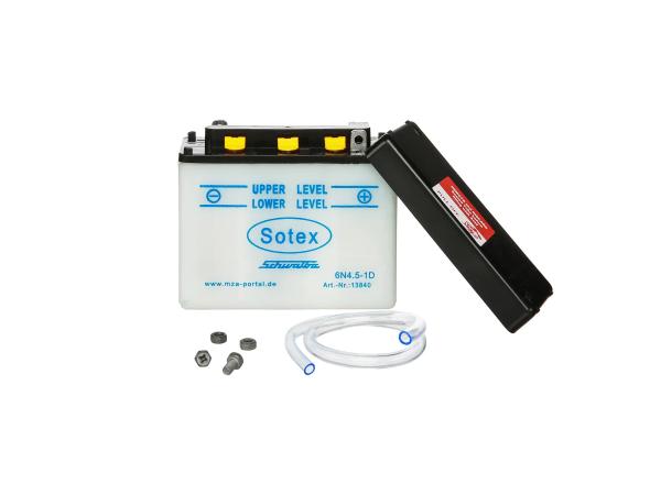 Batterie 6V 4,5Ah SOTEX (ohne Säure) - Simson KR51/1 Schwalbe, KR51/2 Schwalbe, SR4-1 Spatz, SR4-2 Star, SR4-3 Sperber, SR4-4 Habicht,  GP10068540 - Bild 1
