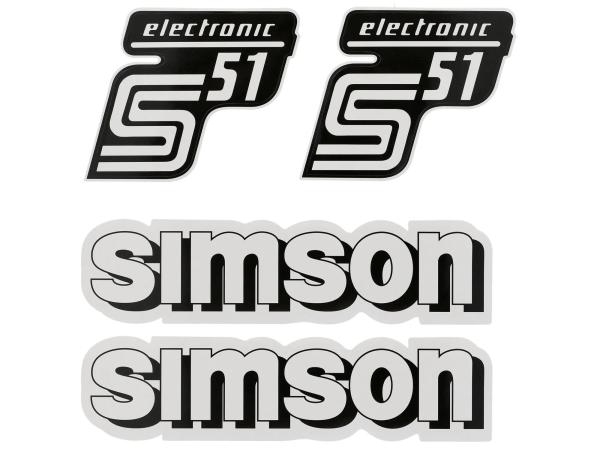 Dekorsatz "electronic" 4-teilig, Zweifarbig, Weiß/Schwarz - für Simson S51,  10078266 - Bild 1